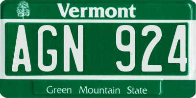 VT license plate AGN924