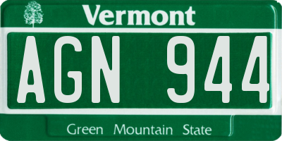VT license plate AGN944