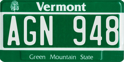 VT license plate AGN948
