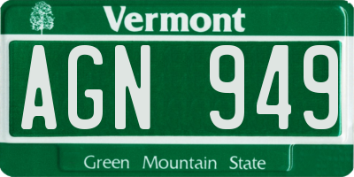 VT license plate AGN949
