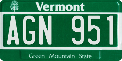 VT license plate AGN951