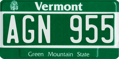 VT license plate AGN955