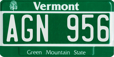 VT license plate AGN956