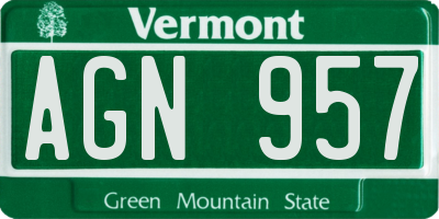 VT license plate AGN957