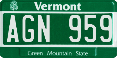VT license plate AGN959