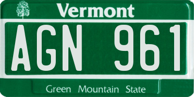 VT license plate AGN961