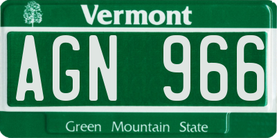 VT license plate AGN966