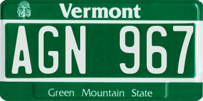 VT license plate AGN967