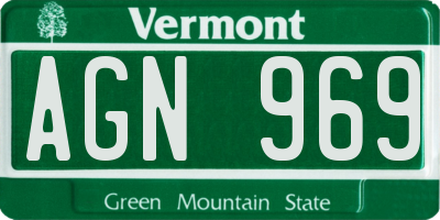 VT license plate AGN969