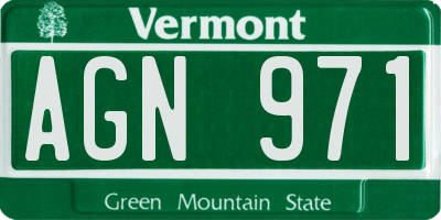 VT license plate AGN971