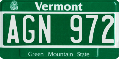 VT license plate AGN972
