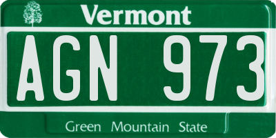 VT license plate AGN973