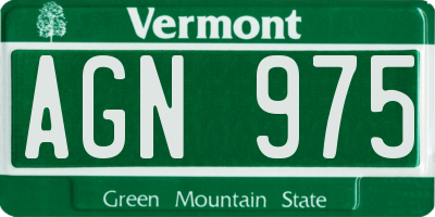 VT license plate AGN975