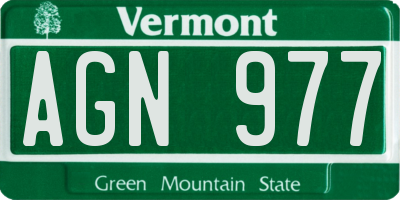 VT license plate AGN977