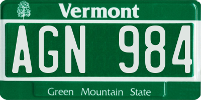 VT license plate AGN984