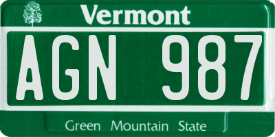 VT license plate AGN987