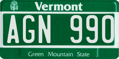 VT license plate AGN990