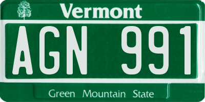 VT license plate AGN991
