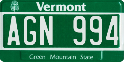 VT license plate AGN994