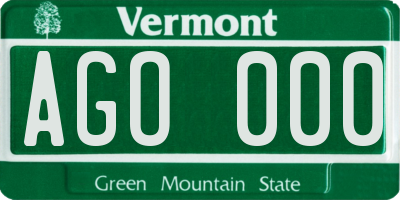 VT license plate AGO000