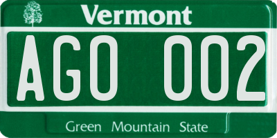 VT license plate AGO002