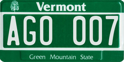 VT license plate AGO007
