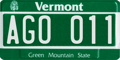VT license plate AGO011