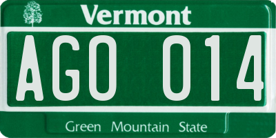 VT license plate AGO014