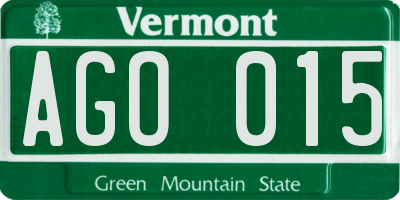 VT license plate AGO015