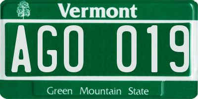 VT license plate AGO019