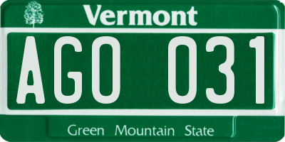 VT license plate AGO031