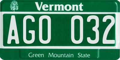 VT license plate AGO032