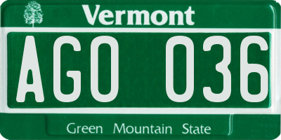 VT license plate AGO036