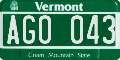 VT license plate AGO043