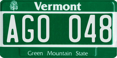 VT license plate AGO048