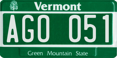 VT license plate AGO051