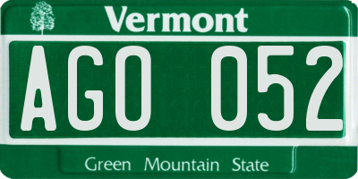 VT license plate AGO052