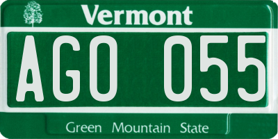 VT license plate AGO055
