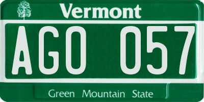 VT license plate AGO057