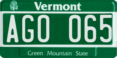 VT license plate AGO065