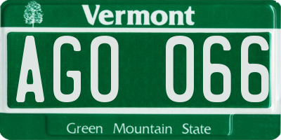 VT license plate AGO066