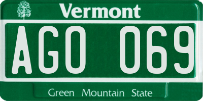 VT license plate AGO069