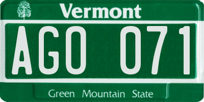VT license plate AGO071