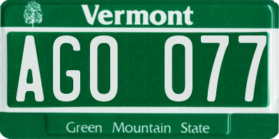 VT license plate AGO077