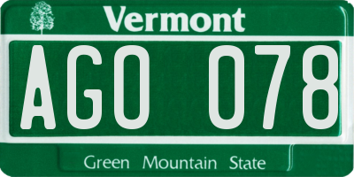 VT license plate AGO078