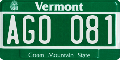 VT license plate AGO081