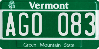 VT license plate AGO083