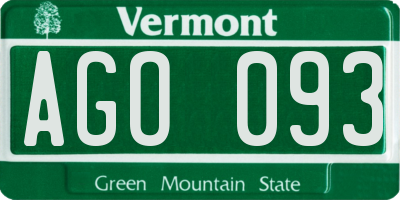 VT license plate AGO093