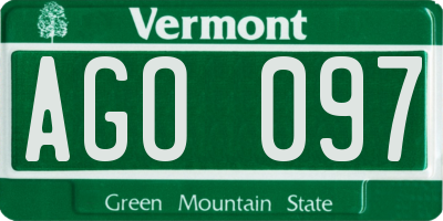 VT license plate AGO097