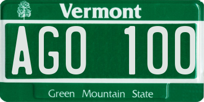 VT license plate AGO100